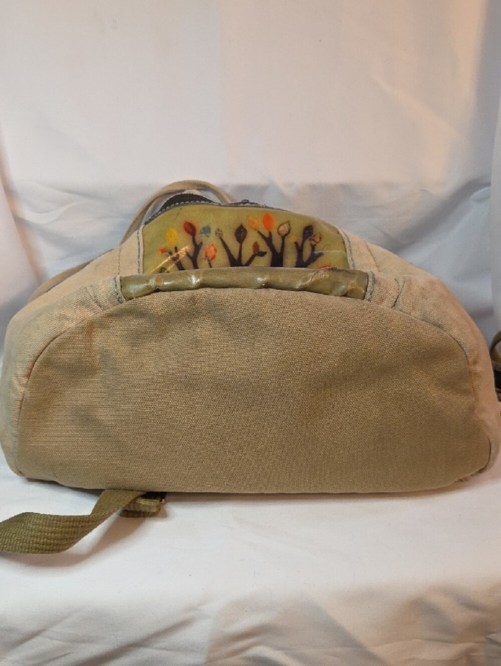 Canvas Tree-Print Drawstring Backpack - Beige - Picture 5 of 13